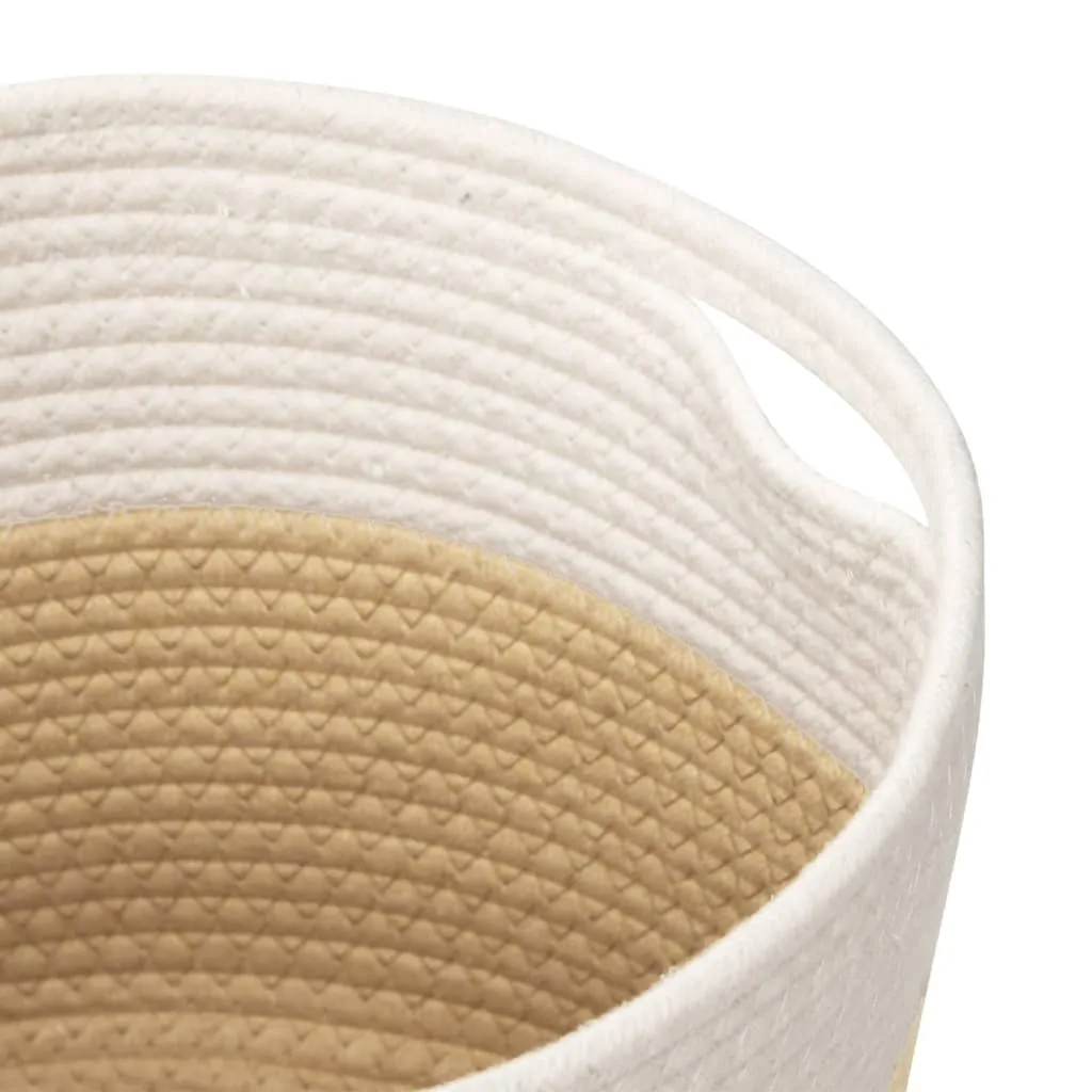 Storage Baskets 2 pcs Beige and White Ø28x28 cm Cotton