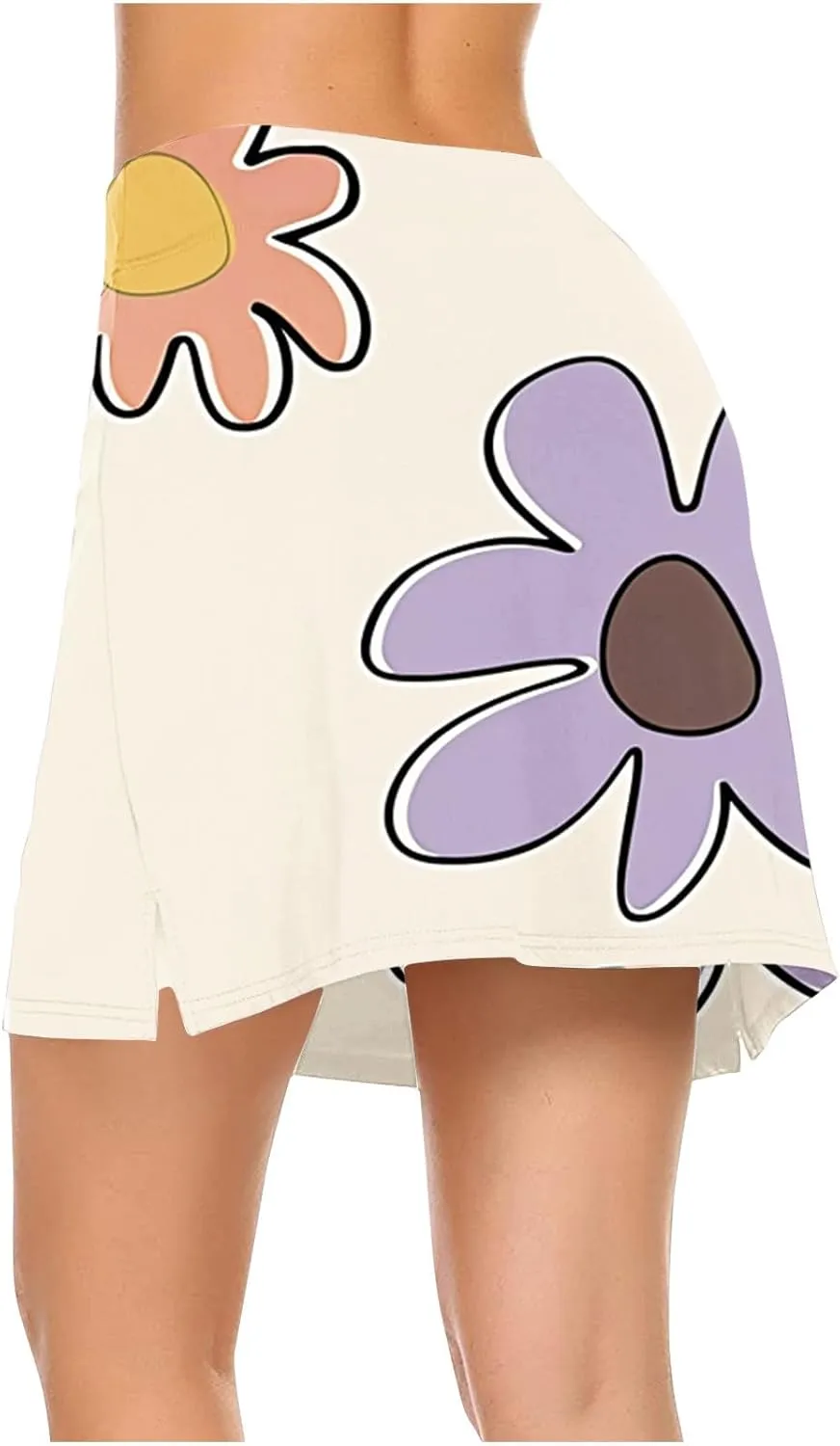 Tennis Skirts Women Floral Graphic Skirt High Waisted Stretchy Summer Beach Skirts Boho Trendy Skirt for Vacation