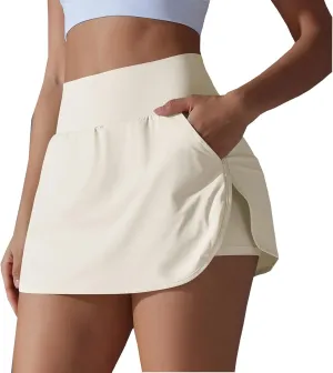 Tennis Skirts Women High Waisted Stretchy Smooth Athletic Skirt Lightweight 2025 Solid Color Sun Protection Skort
