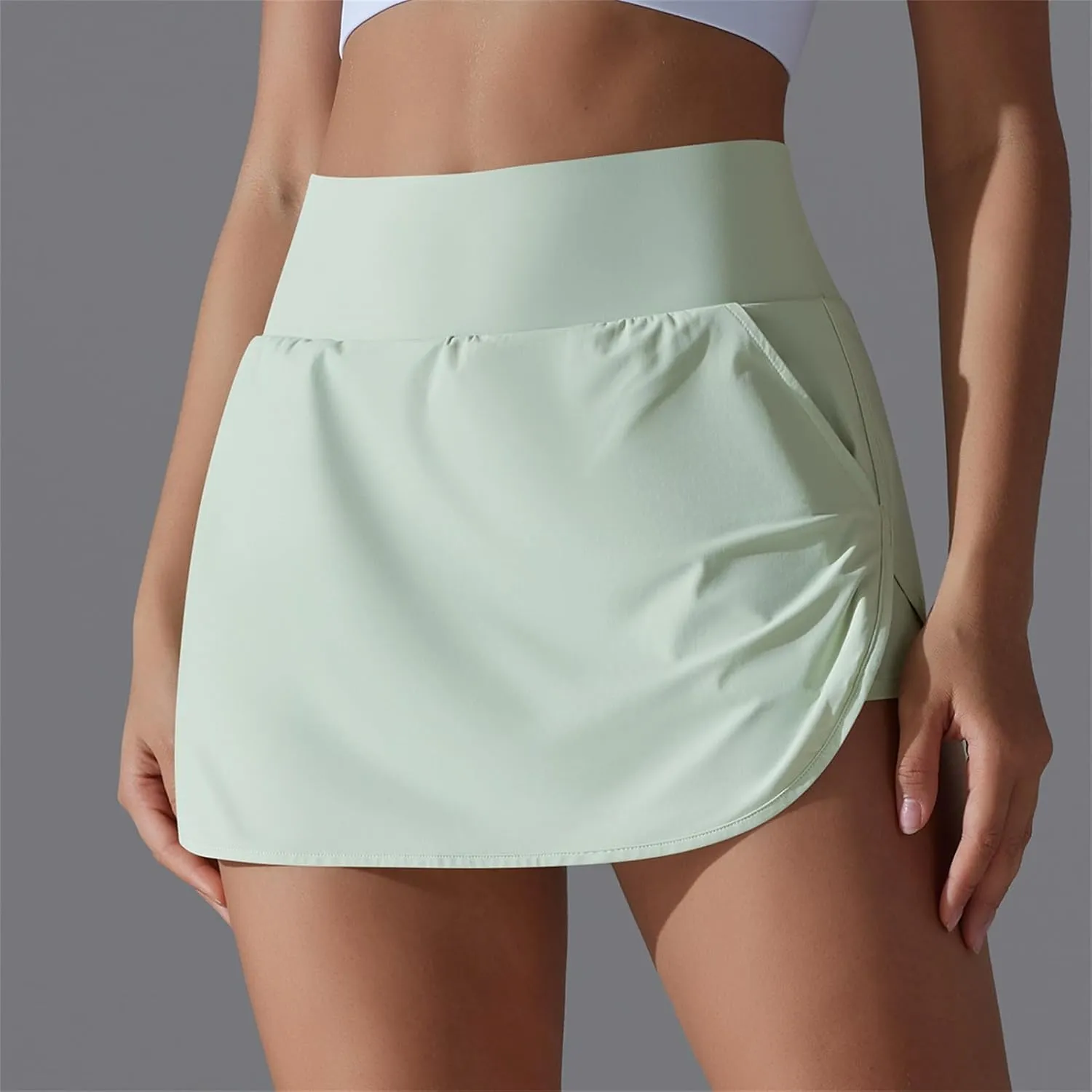 Tennis Skirts Women High Waisted Stretchy Smooth Athletic Skirt Lightweight 2025 Solid Color Sun Protection Skort