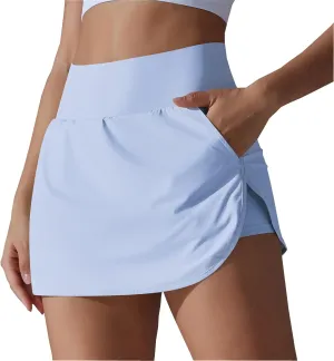Tennis Skirts Women High Waisted Stretchy Smooth Athletic Skirt Lightweight 2025 Solid Color Sun Protection Skort
