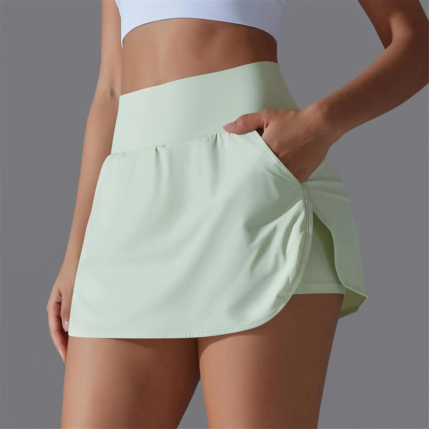 Tennis Skirts Women High Waisted Stretchy Smooth Athletic Skirt Lightweight 2025 Solid Color Sun Protection Skort