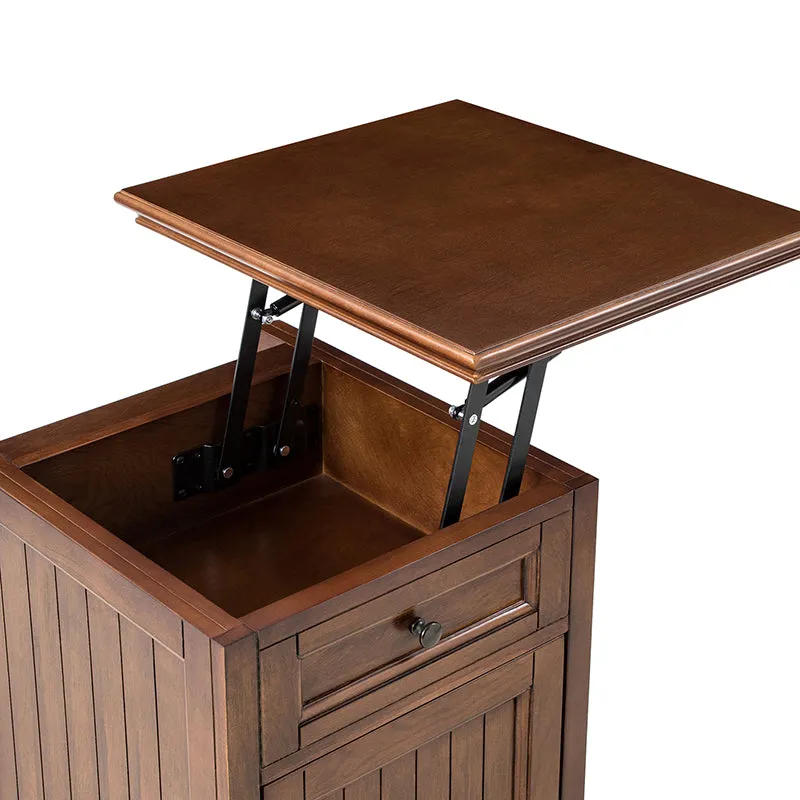 Tianna Farmhouse Lift-Top Storage End Table with Built-in Charge