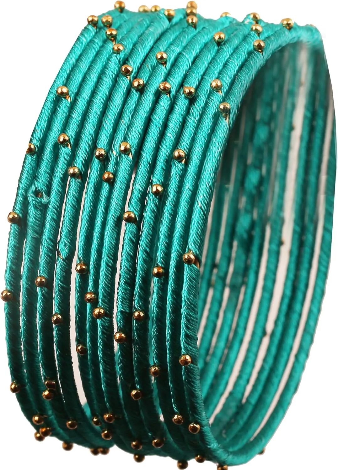 Touchstone Indian Bollywood Mystical Look Hand Woven Faux Silk Thread Golden Balls Gorgeous Color Exotic Designer Jewelry Bangle Bracelets for Women.