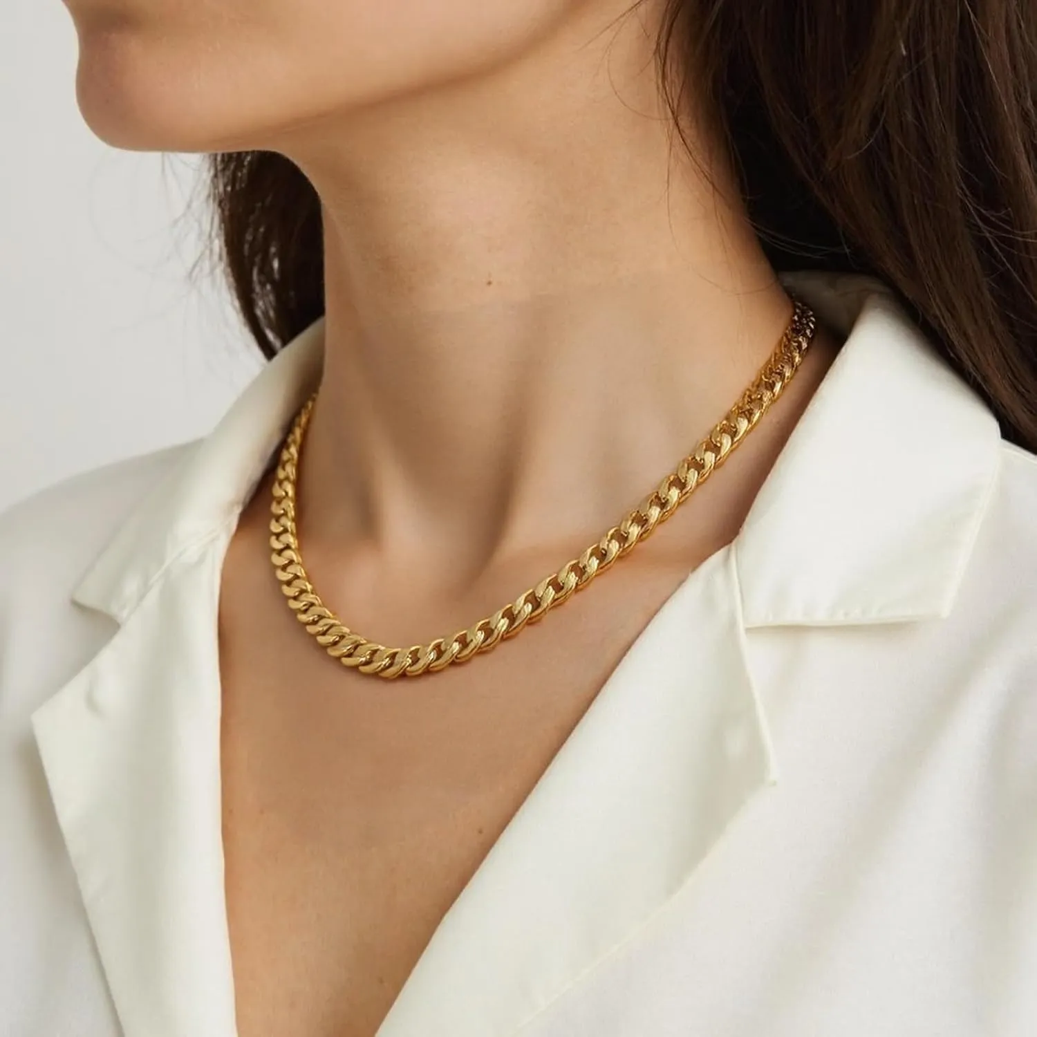 Trendy Stainless Steel Gold Plated Charm Necklace with Heart Pearl Pepper Conch Ceramic Pendant Necklace for Women Collares Chokers Jewelry