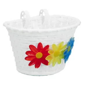 Uc White Flower Basket Standard On Lil' Girls Bikes Woven Basket Ultracycle Baskets