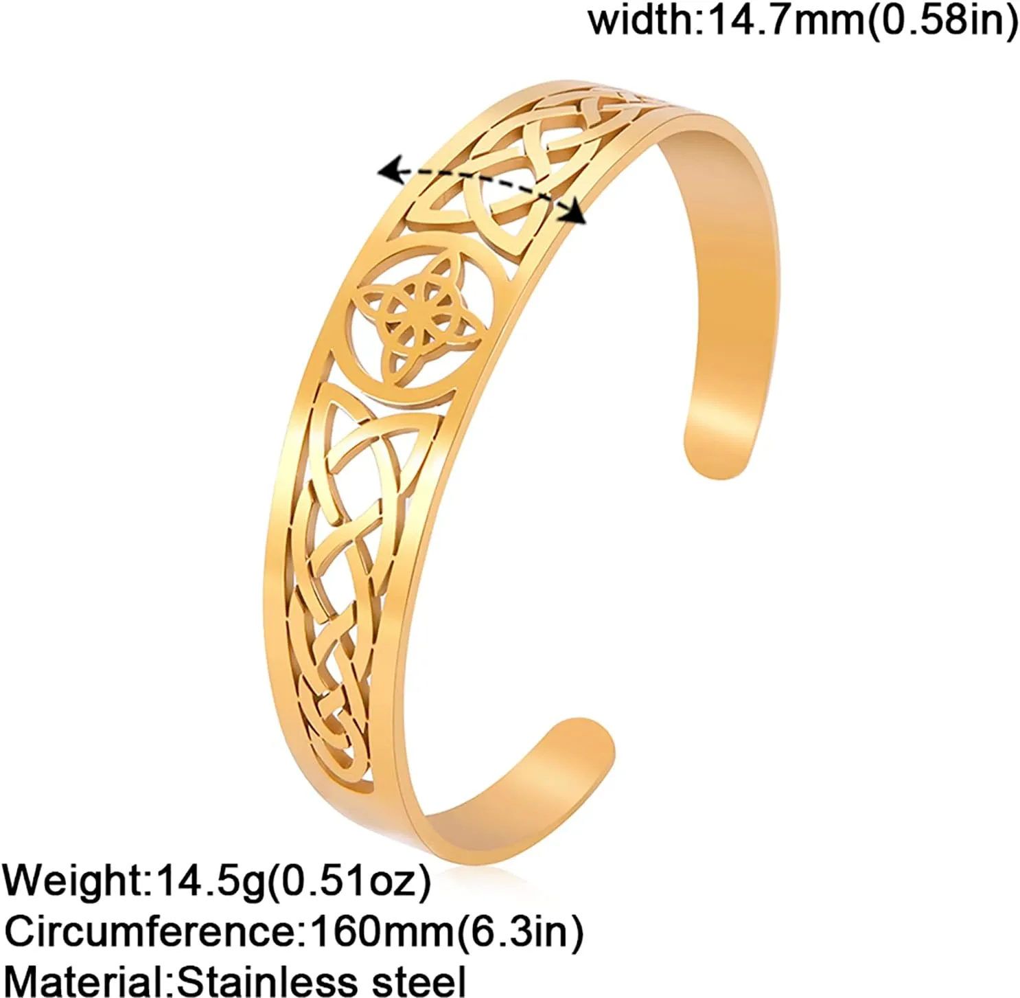 UNIFT Witches Knot Bracelet for Women Men Stainless Steel Hollow Out Fashion Chic Celtic Witches Knot Cuff Bangle Pagan Wiccan Jewelry