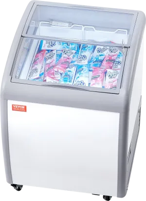 Vevor Ice Cream Display Commercial Freezer 5.4 Cu. Ft. with 2 Wire Baskets and Sliding Glass Doors New