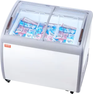 Vevor Ice Cream Display Commercial Freezer 9.3 Cu. Ft. with 3 Wire Baskets and Sliding Glass Doors New