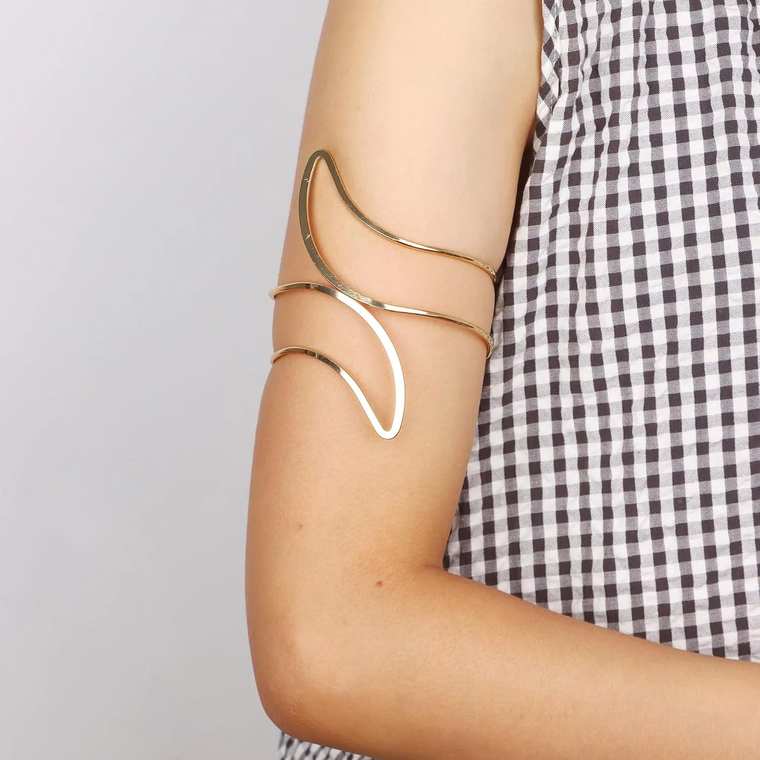 WAINIS 8 Pieces Arm Cuff Gold Silver Upper Arm Cuff Bracelet for Women Minimalist Upper Bangle Adjustable Armband Jewelry Set
