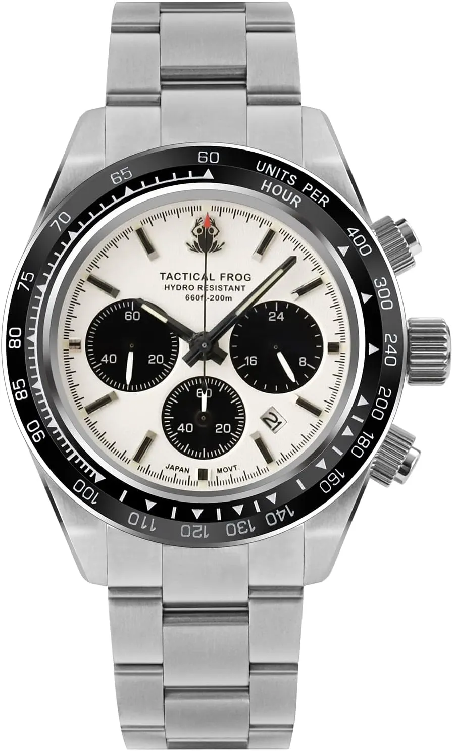 Watch for Men 41mm Panda Chronograph VS75A Solar Quartz Movement Watches Sapphire C3 Luminous 200M Waterproof