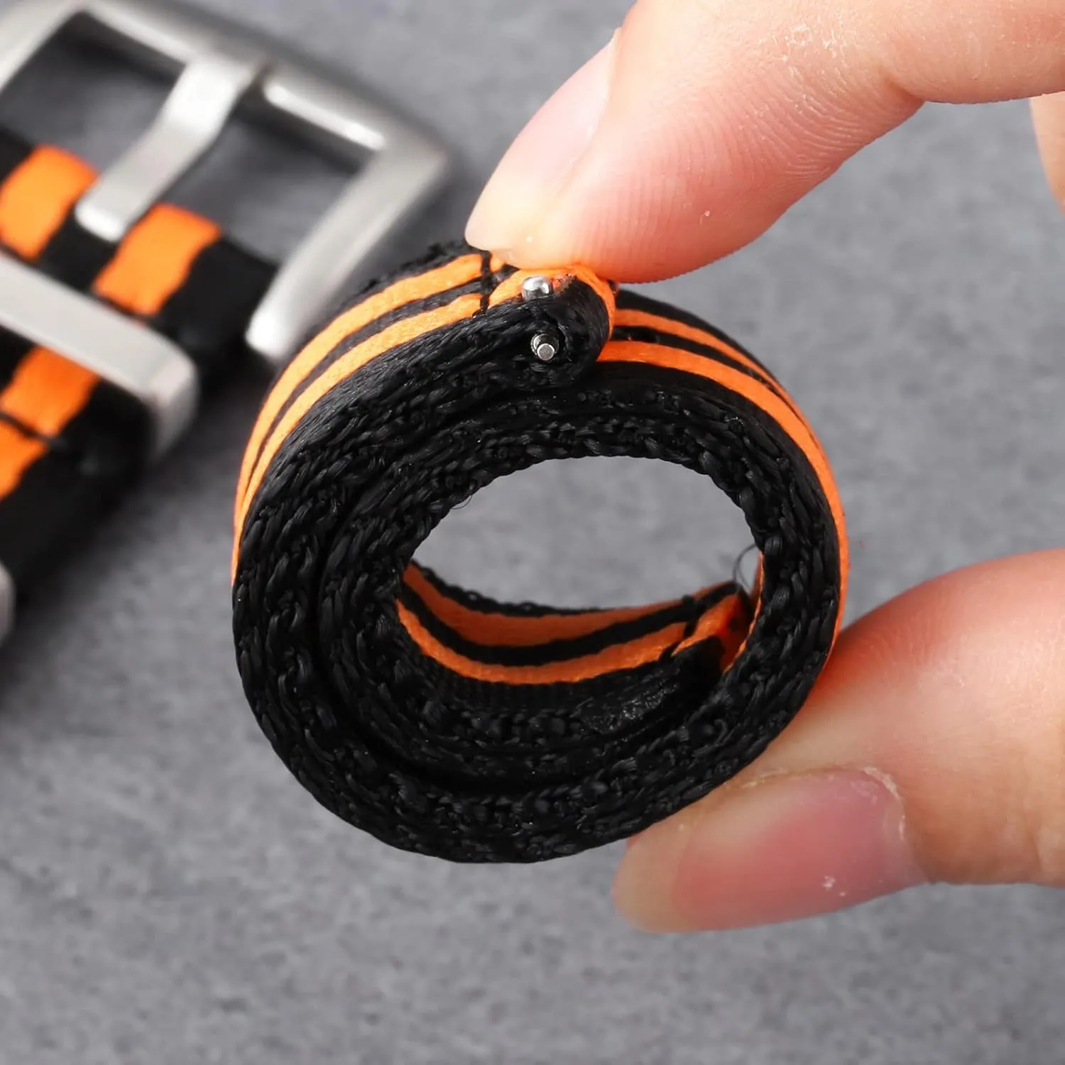 watchdives Nylon Watch Band 20mm Fast Release Watch Band Multicolor Replacement Watch Straps for Men Women(20mm,Orange Black)