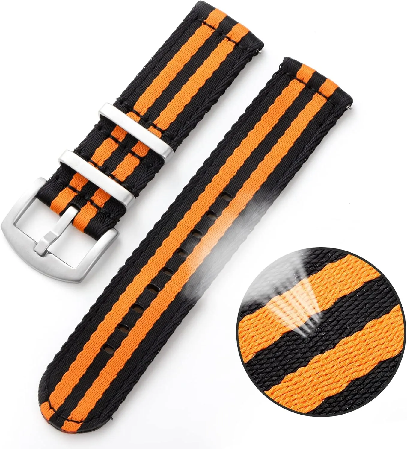 watchdives Nylon Watch Band 20mm Fast Release Watch Band Multicolor Replacement Watch Straps for Men Women(20mm,Orange Black)