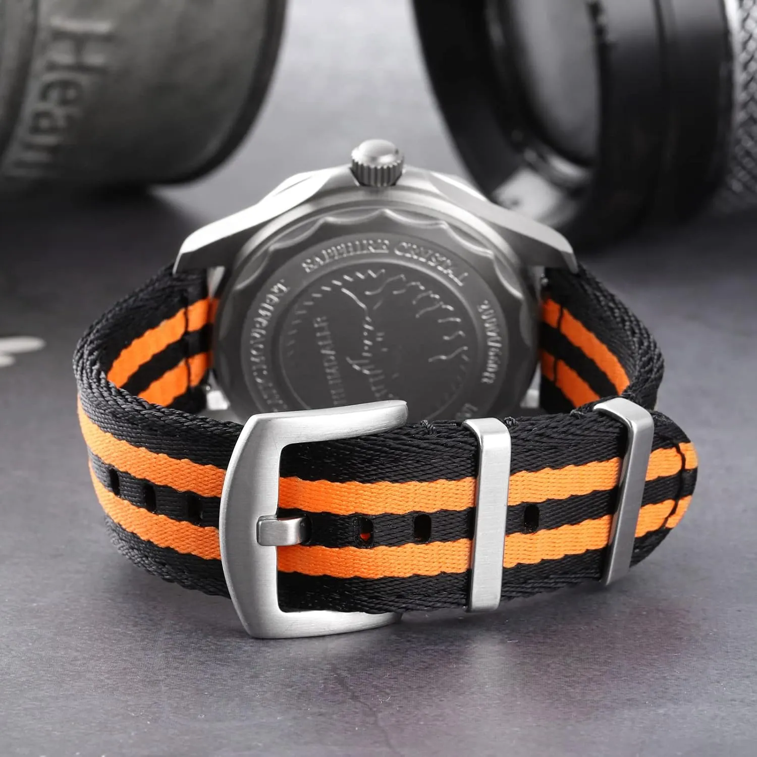 watchdives Nylon Watch Band 20mm Fast Release Watch Band Multicolor Replacement Watch Straps for Men Women(20mm,Orange Black)