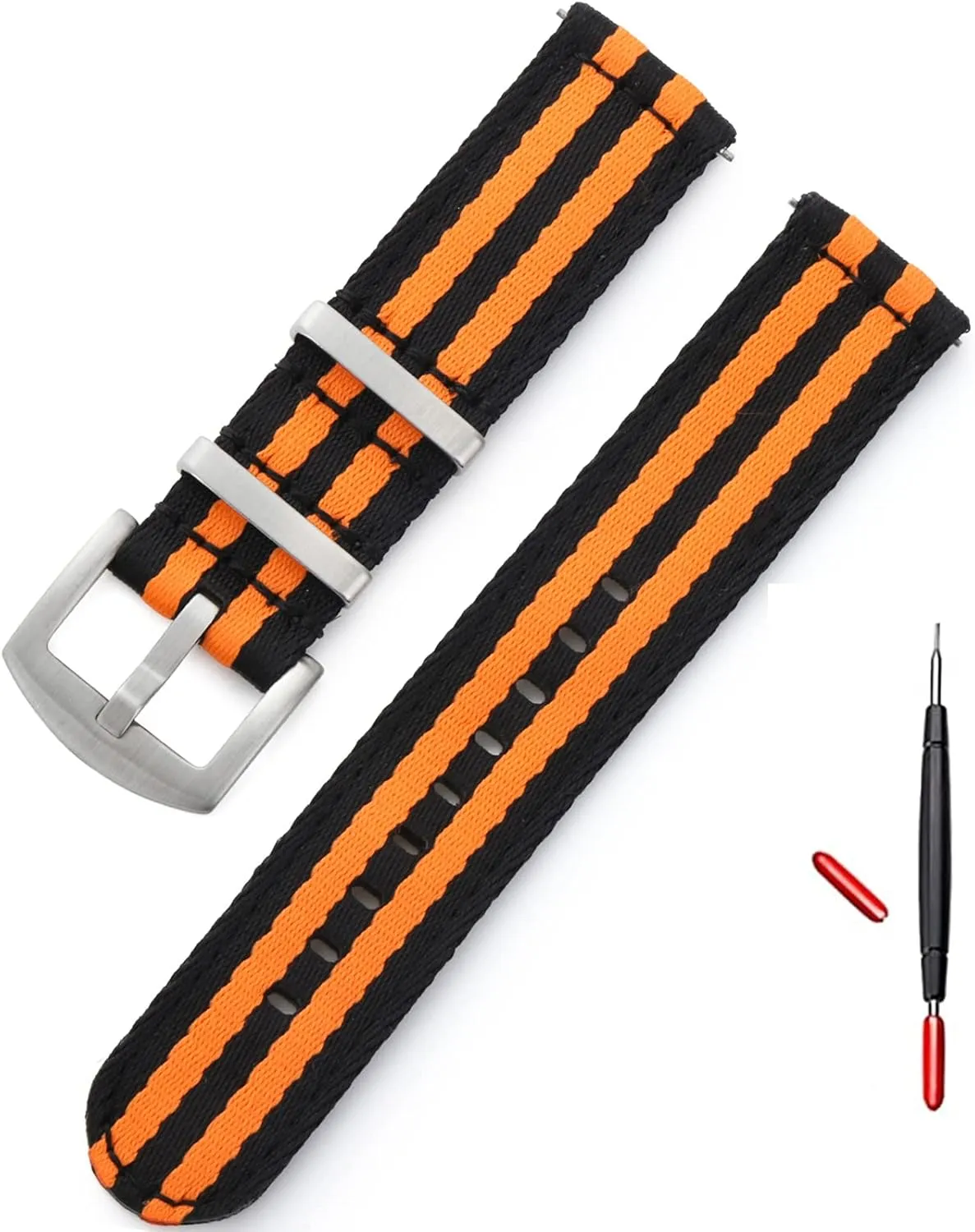 watchdives Nylon Watch Band 20mm Fast Release Watch Band Multicolor Replacement Watch Straps for Men Women(20mm,Orange Black)
