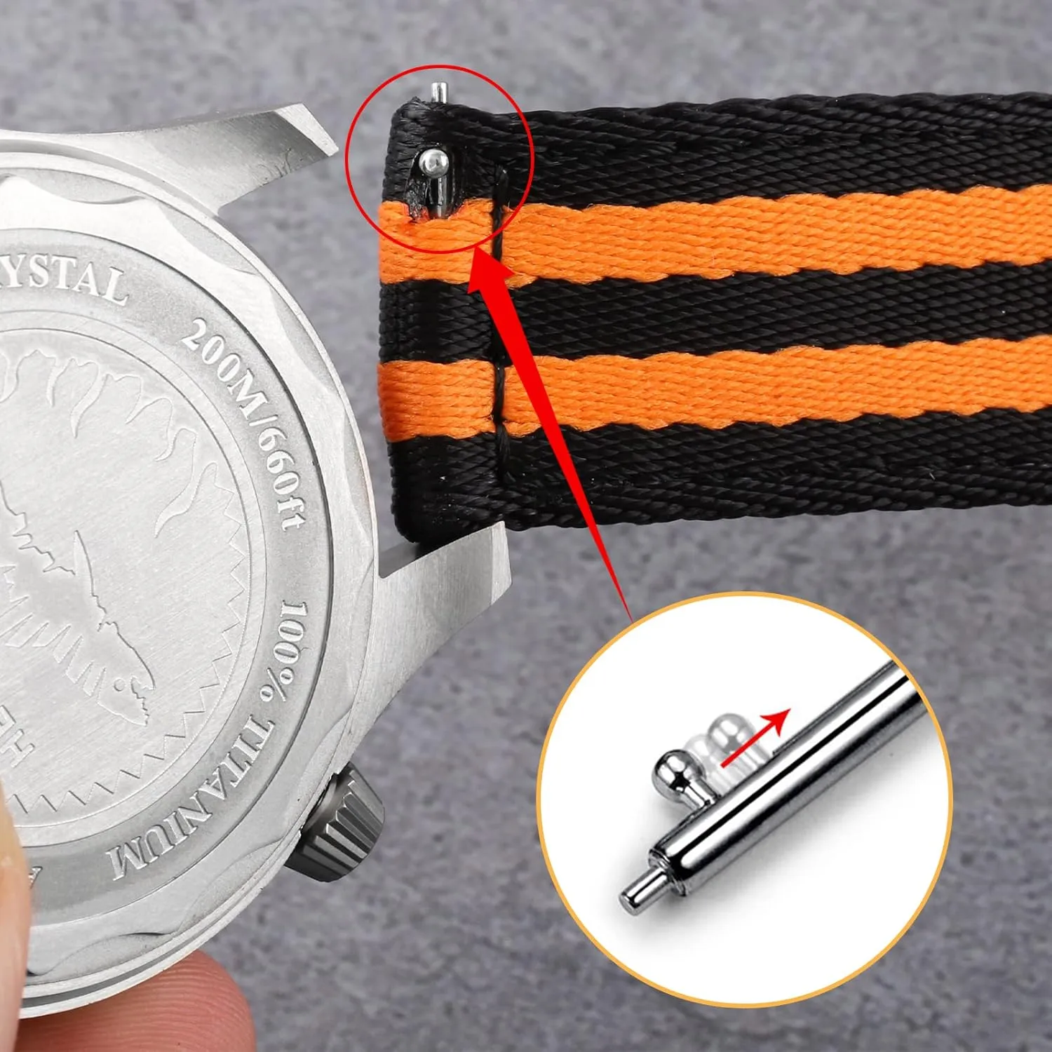watchdives Nylon Watch Band 20mm Fast Release Watch Band Multicolor Replacement Watch Straps for Men Women(20mm,Orange Black)