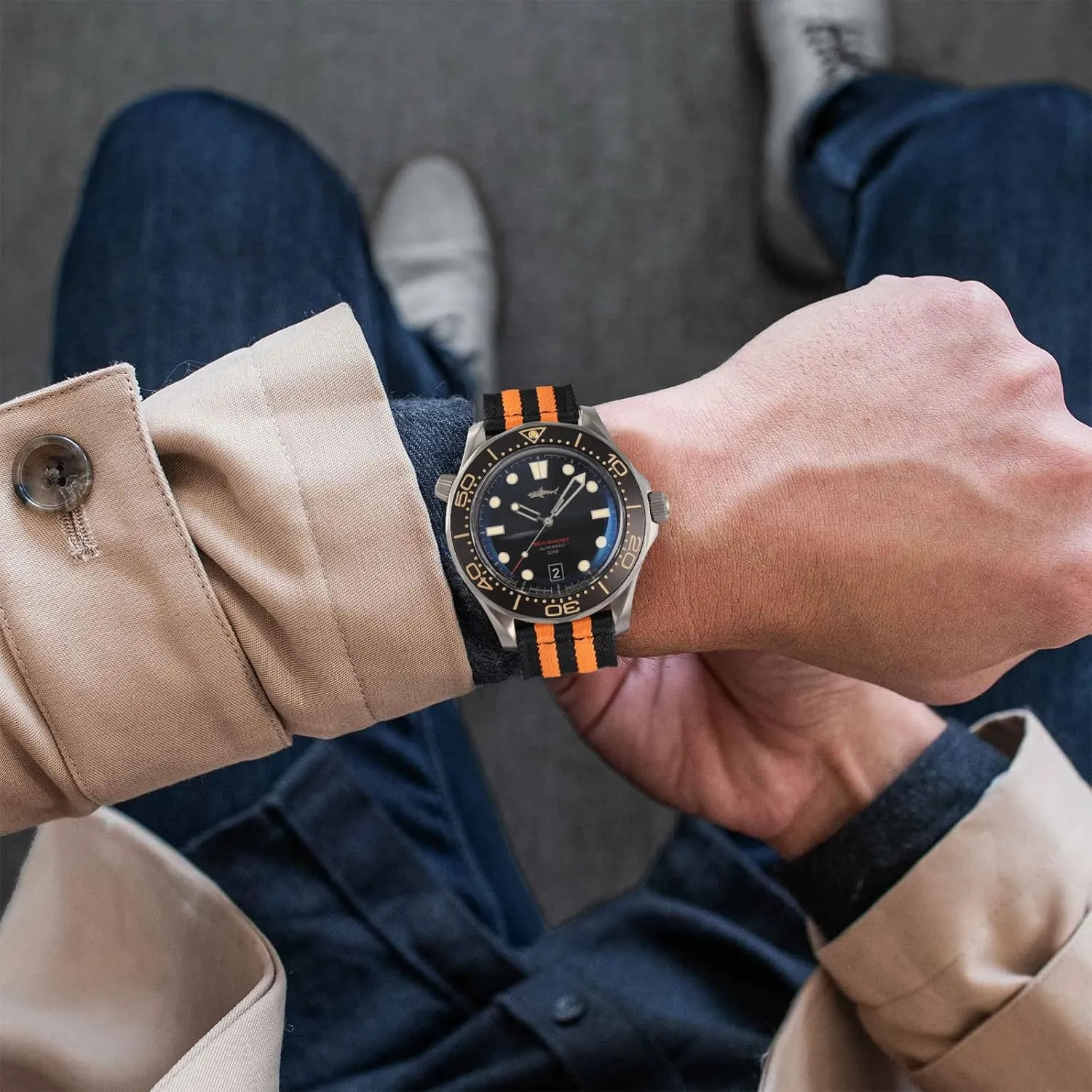 watchdives Nylon Watch Band 20mm Fast Release Watch Band Multicolor Replacement Watch Straps for Men Women(20mm,Orange Black)