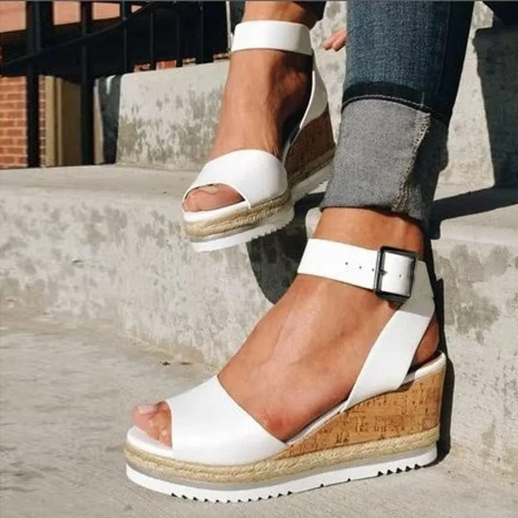 Wedge Sandals for Women Open Toe Espadrilles Sandals Dressy Summer Platform Sandals Breathable Sandals With Ankle Strap