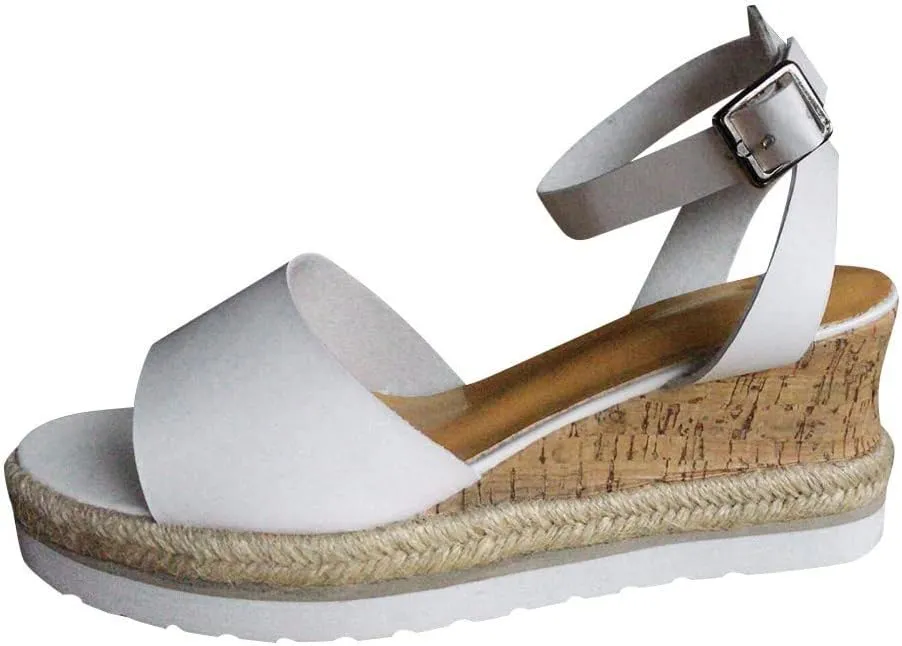 Wedge Sandals for Women Open Toe Espadrilles Sandals Dressy Summer Platform Sandals Breathable Sandals With Ankle Strap