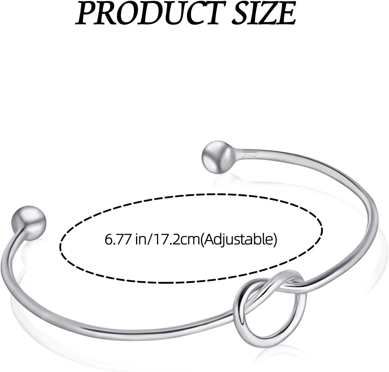 White Gold/Rose Gold Fashion 925 Sterling Silver Bangles Bracelets for Women Dainty Cuff Bracelets Jewelry Gifts for Women