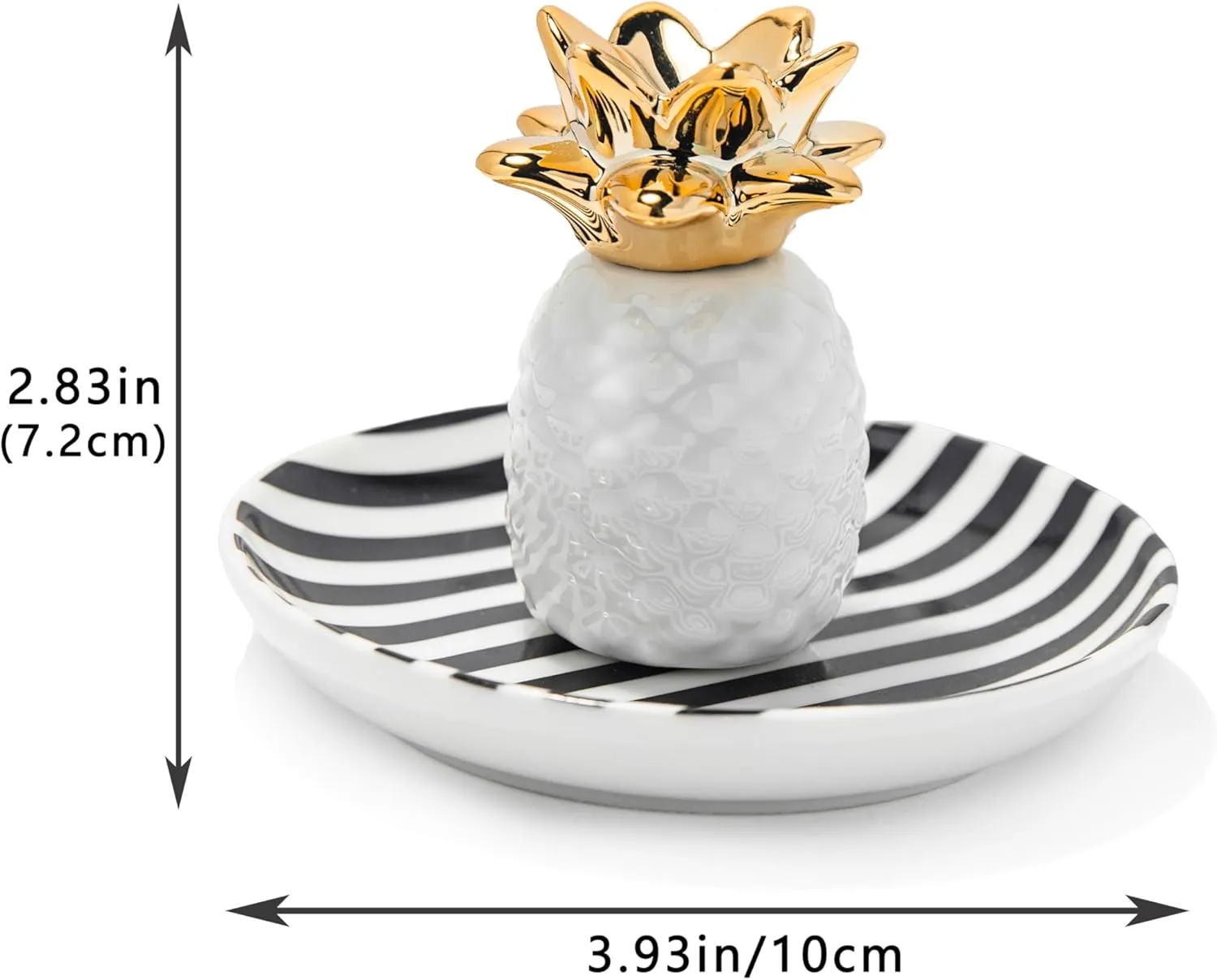 White Pineapple Ring Holder for Jewelry, Ceramic Jewelry Holder Dish Trinket Tray For Rings Earrings Necklace Organizer, Christmas Birthday Bridesmaid Gifts for Women mother Friends