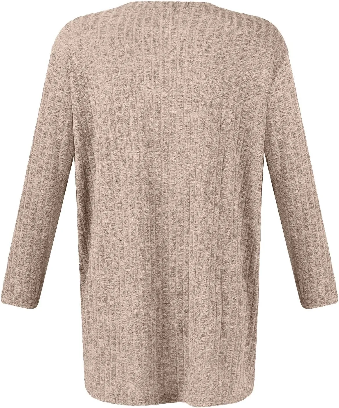 Winter 3/4 Length Sleeve T Shirts Loose Fit Ribbed Knit Cozy Sweaters Plus Size Sweatshirts
