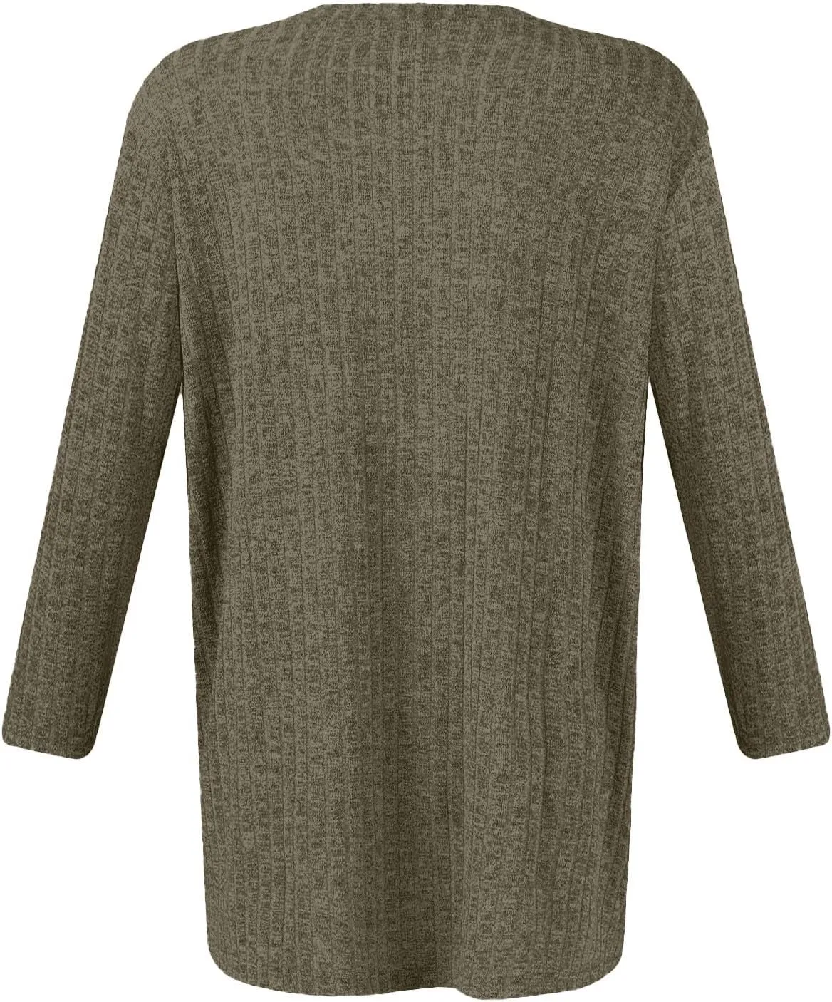Winter 3/4 Length Sleeve T Shirts Loose Fit Ribbed Knit Cozy Sweaters Plus Size Sweatshirts