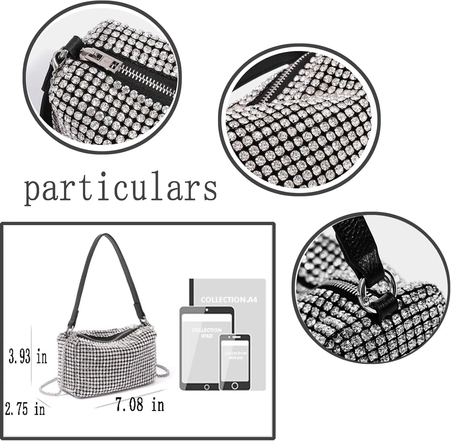 Women Clutch Evening Purses sparkly Handbags Crossbody Diamond Bag with Chain Strap for Party Wedding Engagement