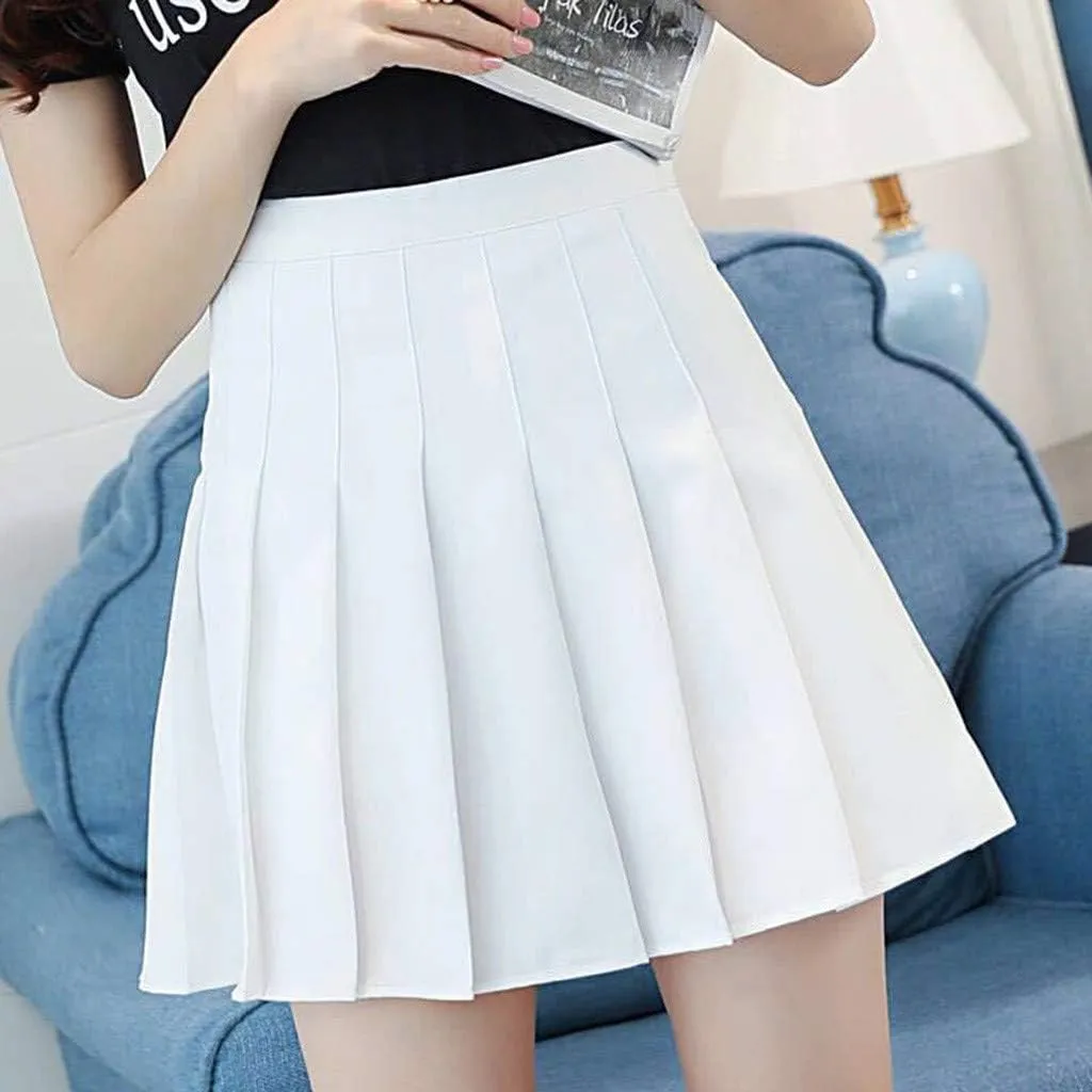 Women Cute Mini Pleated Skirt Summer Preppy Girl Y2k A-Line Skirts Casual Sexy High Waist Tennis Skater Short Skirt