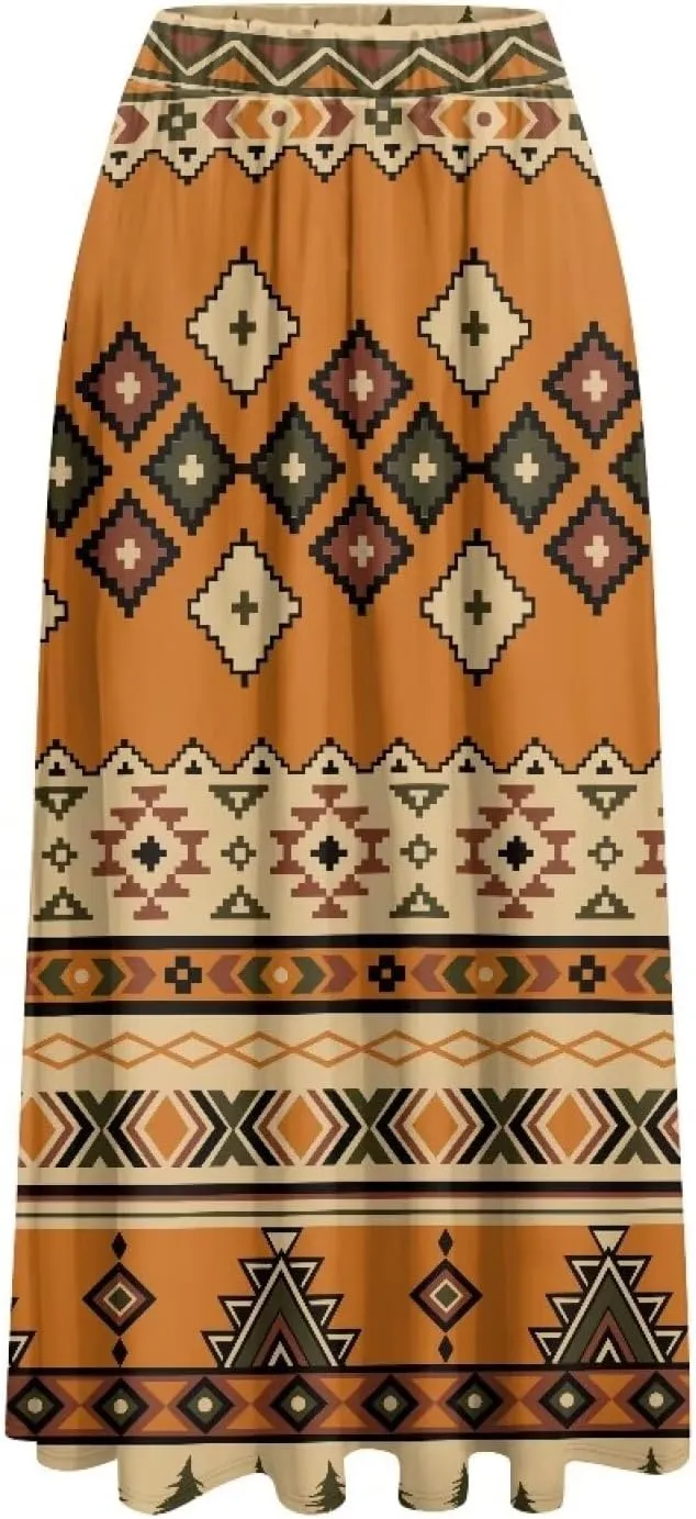 Women Elastic High Waist Skirts Flowy Skirts for Women with Pockets for Holidays Shopping Walking