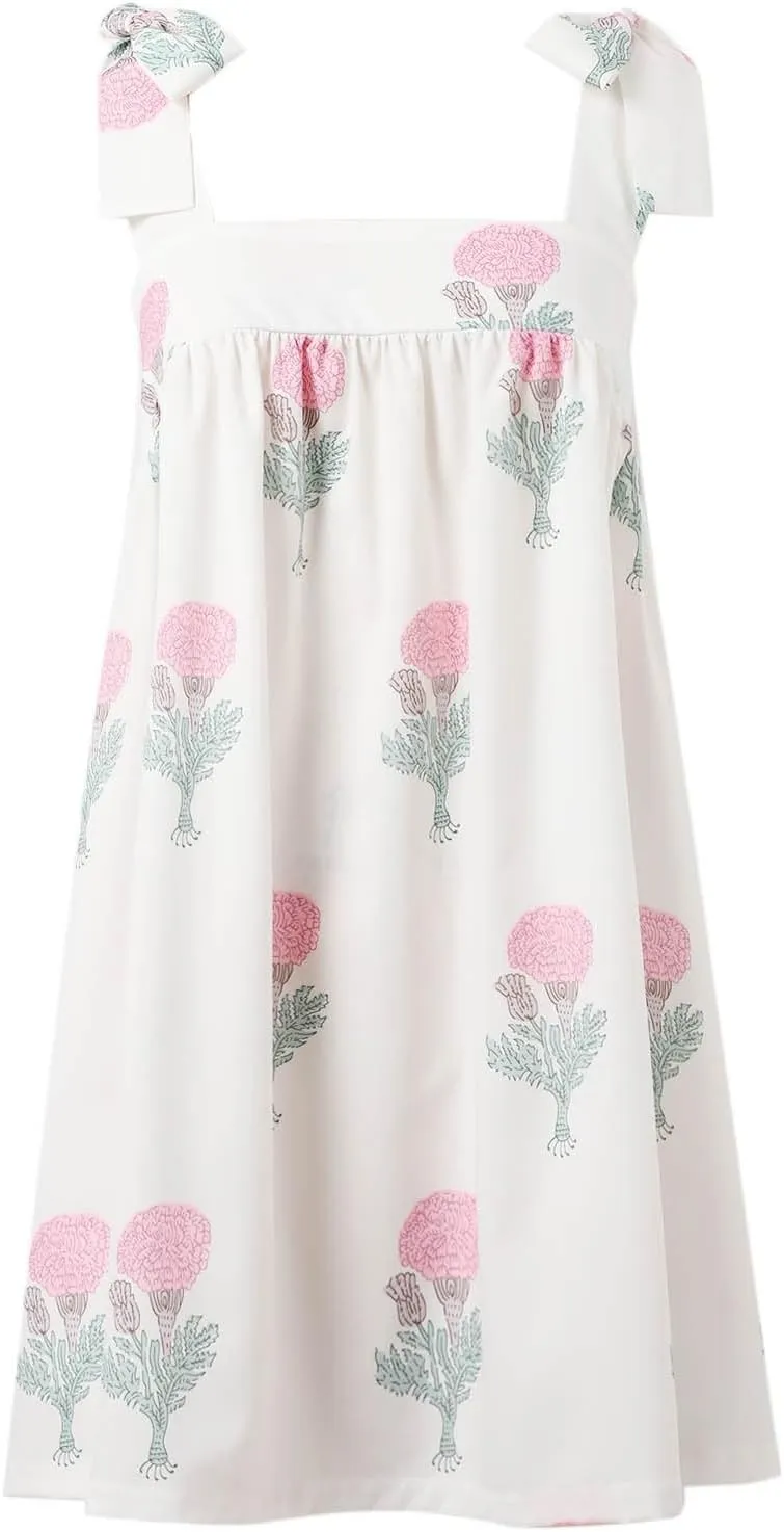 Women Floral Tie Shoulder Mini Dress Cute Square Neck Loose Fit Beach Short Dress Backless Boho Summer Vocation Sundress