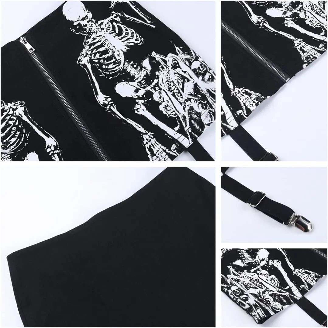 Women Gothic Mini Skirt Fairy Grunge Punk High Waisted A-Line Pleated Skirts Y2k E-Girl Long Maxi Skirt