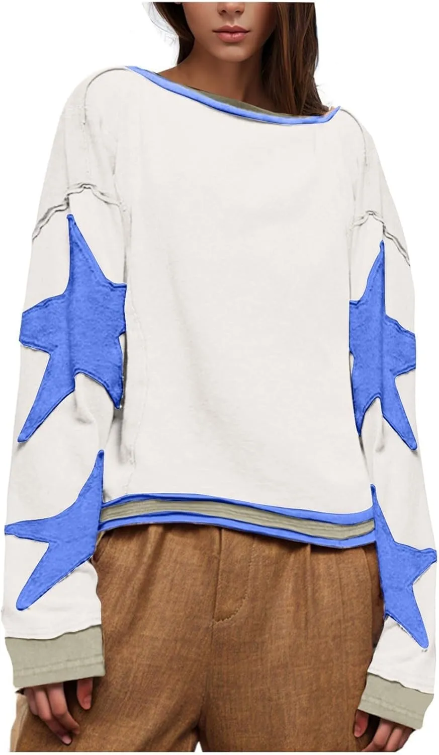 Women Oversized Sweatshirt Long Sleeve Crewneck Cotton Hoodies Free A Star Tee Shirts Y2K 2024 Fall Pullover Clothes