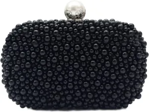 Women Pearl Evening Bag Beaded Clutch Bag Bridal Wedding Purse Shoulder Bag with Chain Elegant Crossbody Bag
