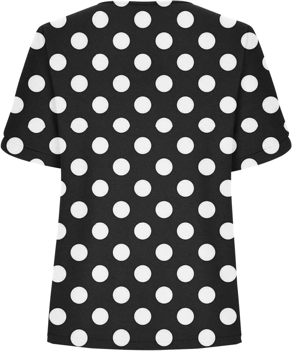 Women Polka Dot Tshirt Shirts Summer Fashion V-Neck Short Sleeve Tee Top Loose Trendy Button Decor Petite Tops Shirt