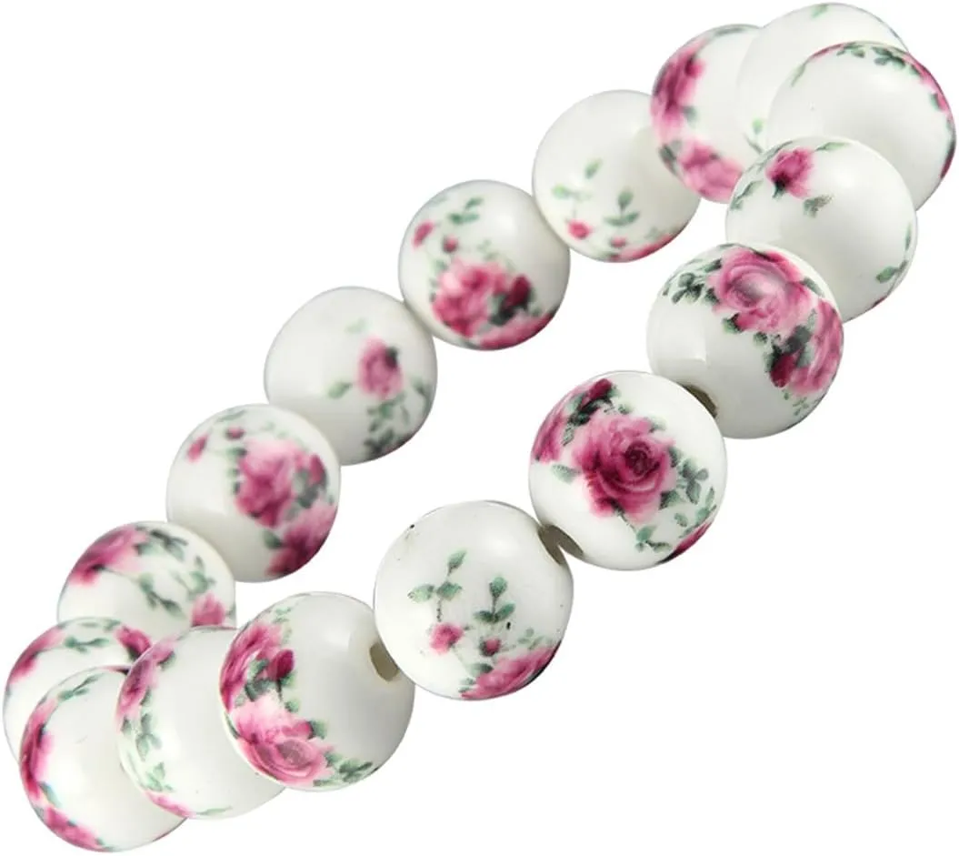 Women Porcelain Beads Bracelet Vintage Style Blue And White Porcelain Ceramics Wrist Bracelet