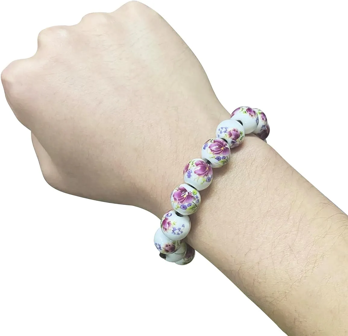 Women Porcelain Beads Bracelet Vintage Style Blue And White Porcelain Ceramics Wrist Bracelet