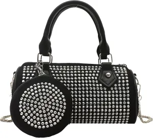 Women Rhinestone Evening Clutch Purse Sparkling Silver Shoulder Bag Leather Handbag Chain Strap Crossbody Bag