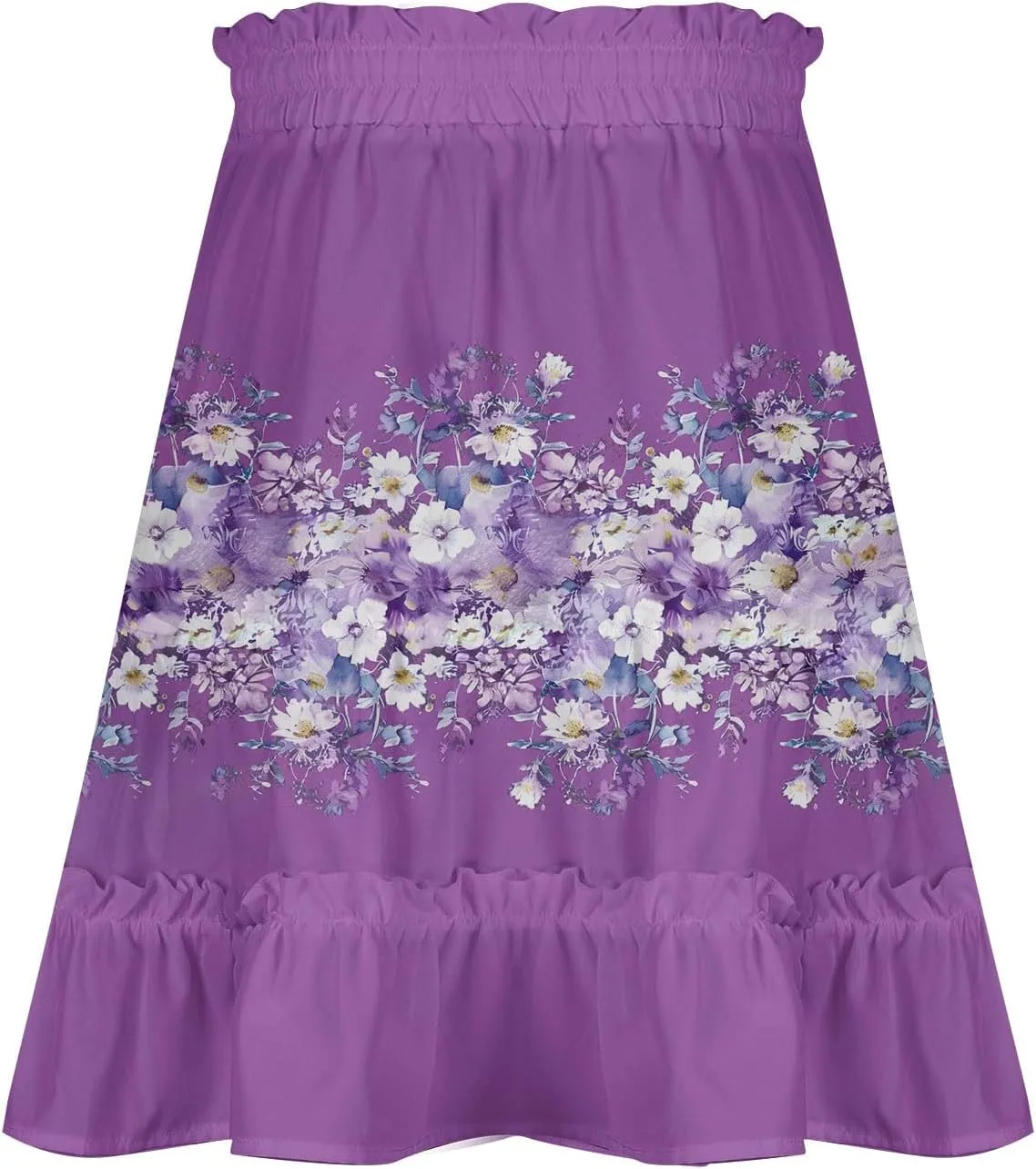 Women Summer Boho Floral Skirts 2025 Trendy Beach Mini Skirt Elastic Waist Tiered Ruffle Pleated Skirts