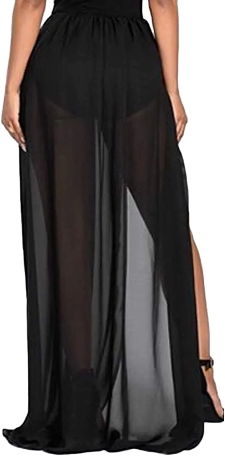 Women Tulle Tutu Long Skirts Wedding Party Cocktail Prom Mesh Maxi Dress Detachable Skirt Swimwear Cover Ups
