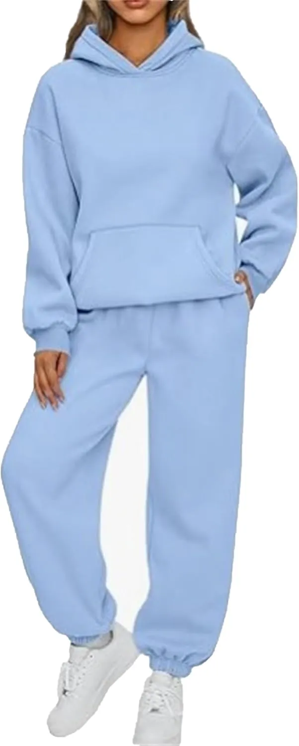 Womens 2 Piece Outfits Lounge Hoodie Sweatsuit Sets Oversized Sweatshirt Baggy Tracksuit Fall Y2K Outfits