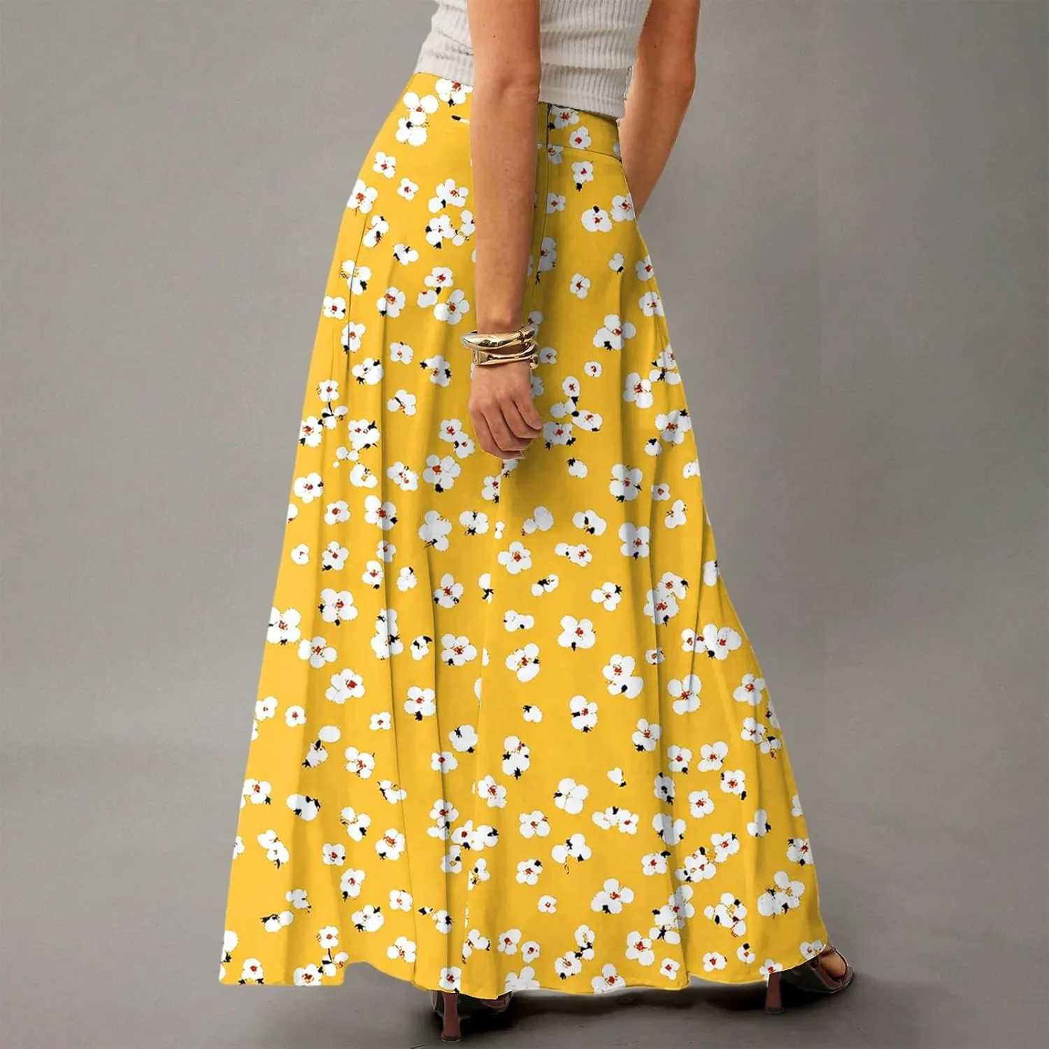 Women's 2025 Bohemian Long Floral Skirts Flowy High Waist Floral Maxi Skirt Summer Regular Trendy Skirts