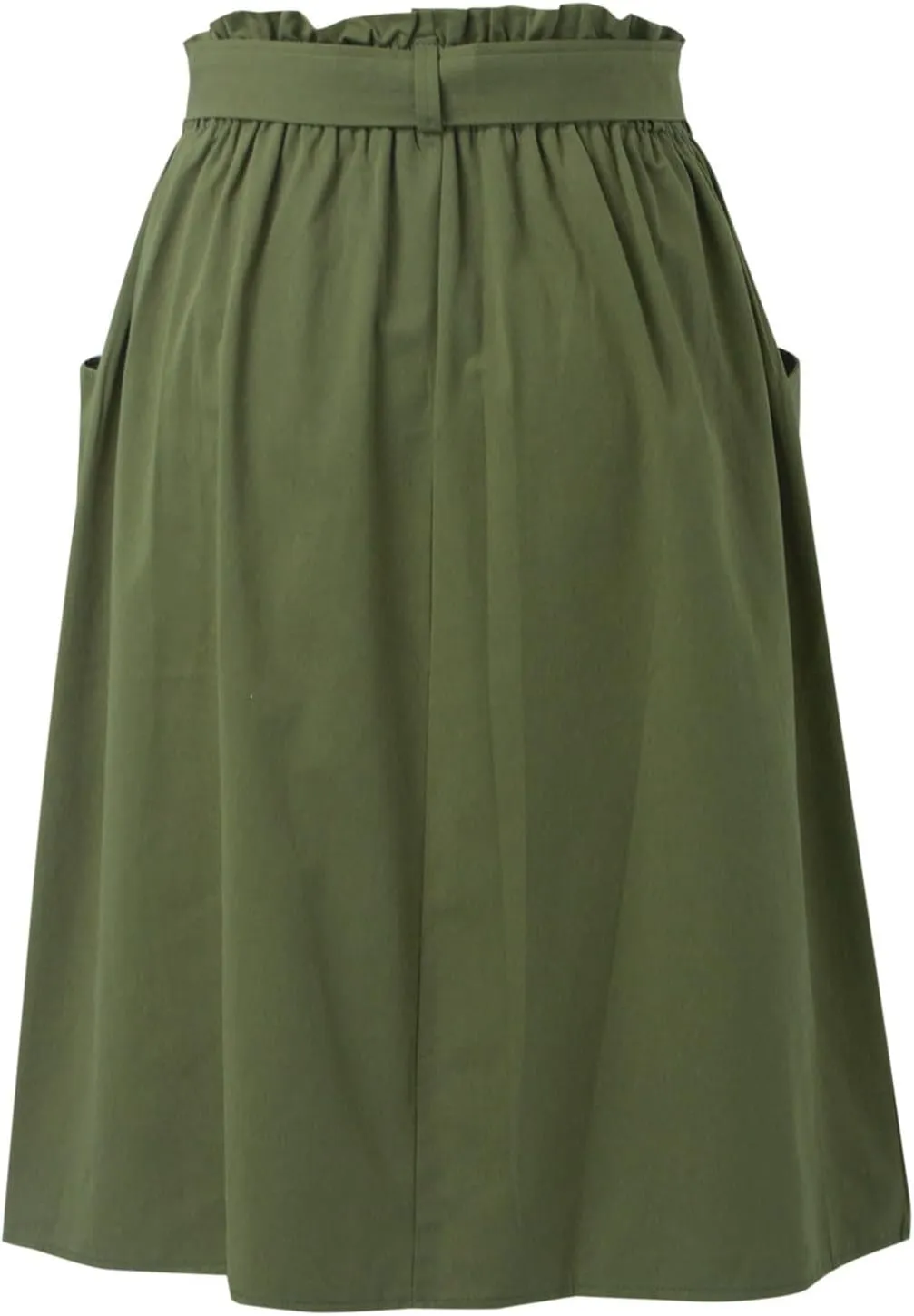 Women's Casual High Waist Pleated A Line Midi Skirt with Pocket Stretchy Skirts for Women