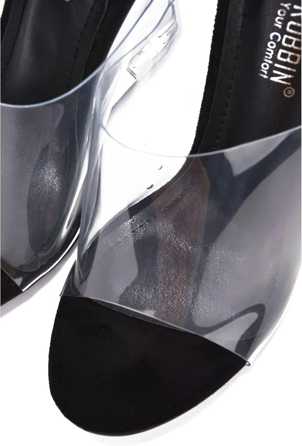 Women's Clear Wedge Heels - 4 Inch Open Toe Chunky Heels with Transparent Upper & Genuine Leather Sole | Slip-On Comfortable Dress Shoes | Fashion Platform Sandals (Lemonade.A)