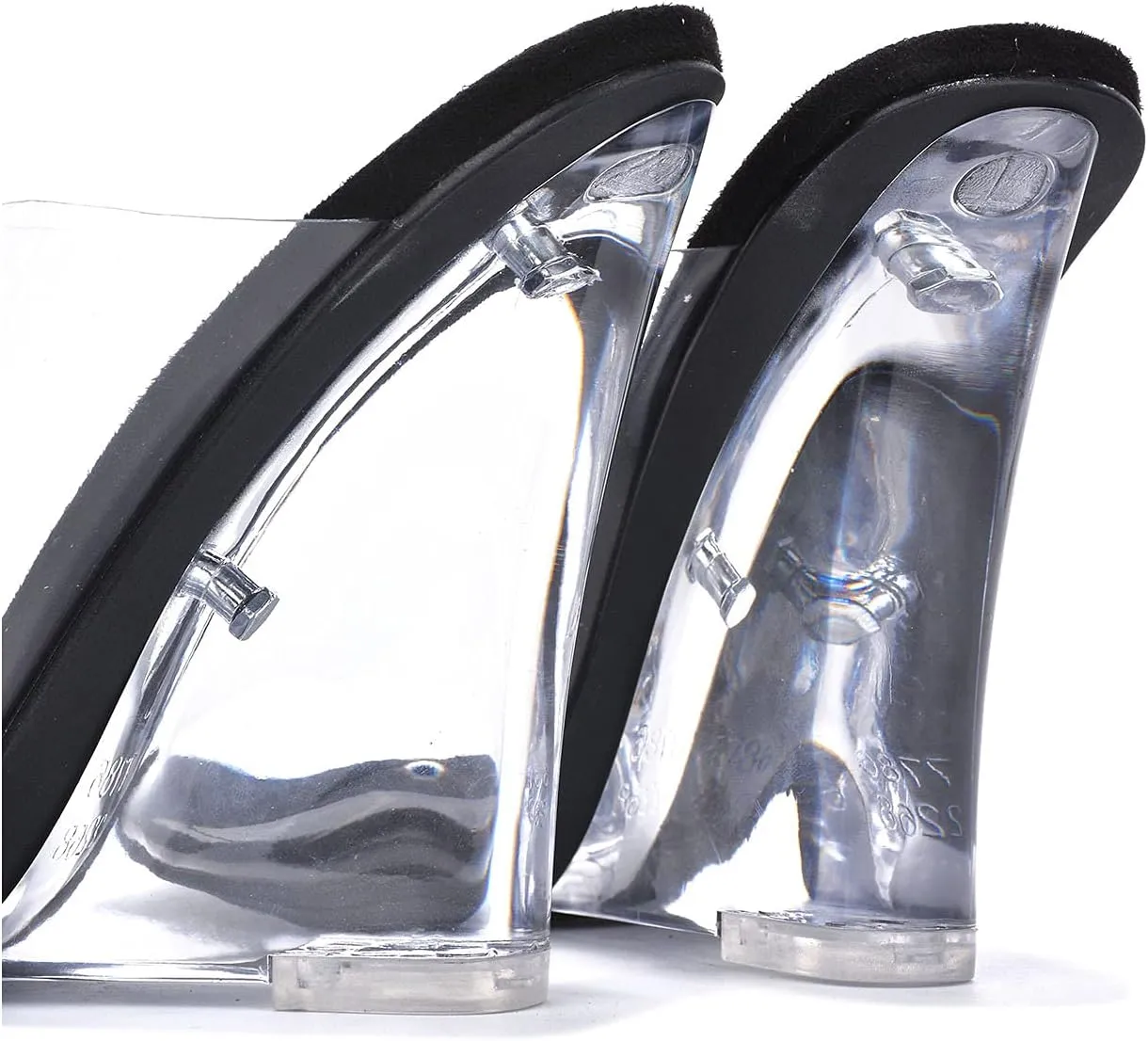Women's Clear Wedge Heels - 4 Inch Open Toe Chunky Heels with Transparent Upper & Genuine Leather Sole | Slip-On Comfortable Dress Shoes | Fashion Platform Sandals (Lemonade.A)