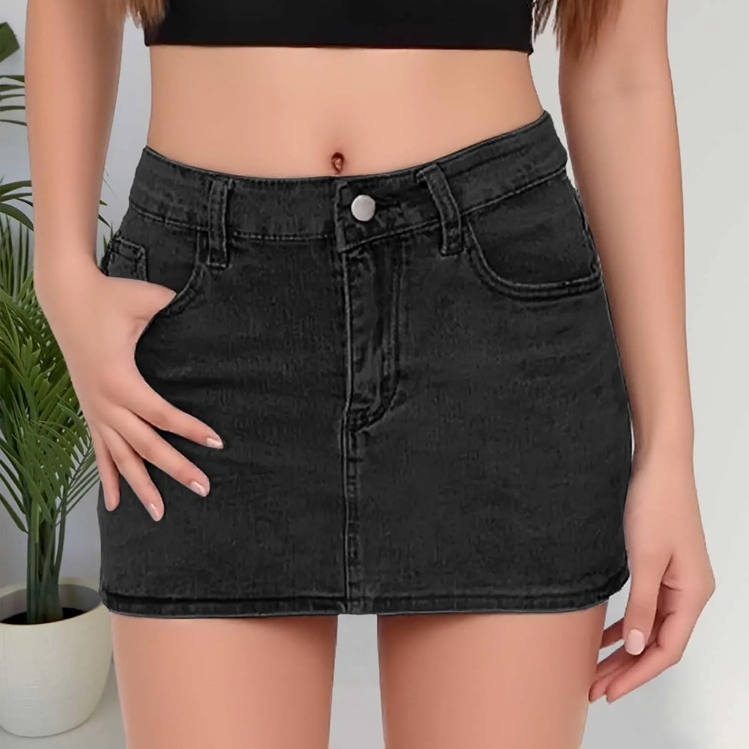 Womens Denim Skirts Jean High Waisted Casual Short Mini Skirt Summer Outfits Fashion Cute Clothes with Pockets
