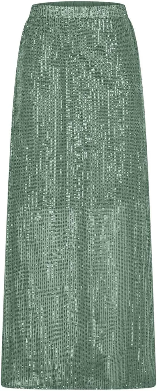 Women's Elegant Skirts Sequin Stretch High Waisted Skirt Slim-Fit Skinny Bodycon Skirts Fashion Cozy Outdoor Skirt