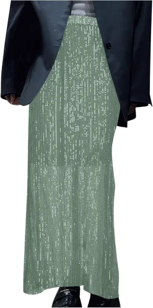 Women's Elegant Skirts Sequin Stretch High Waisted Skirt Slim-Fit Skinny Bodycon Skirts Fashion Cozy Outdoor Skirt