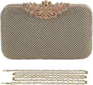 Womens Evening Bag Rhinestone Crystal Clutch Sparkly Glitter Handbag Bridal Wedding Purse