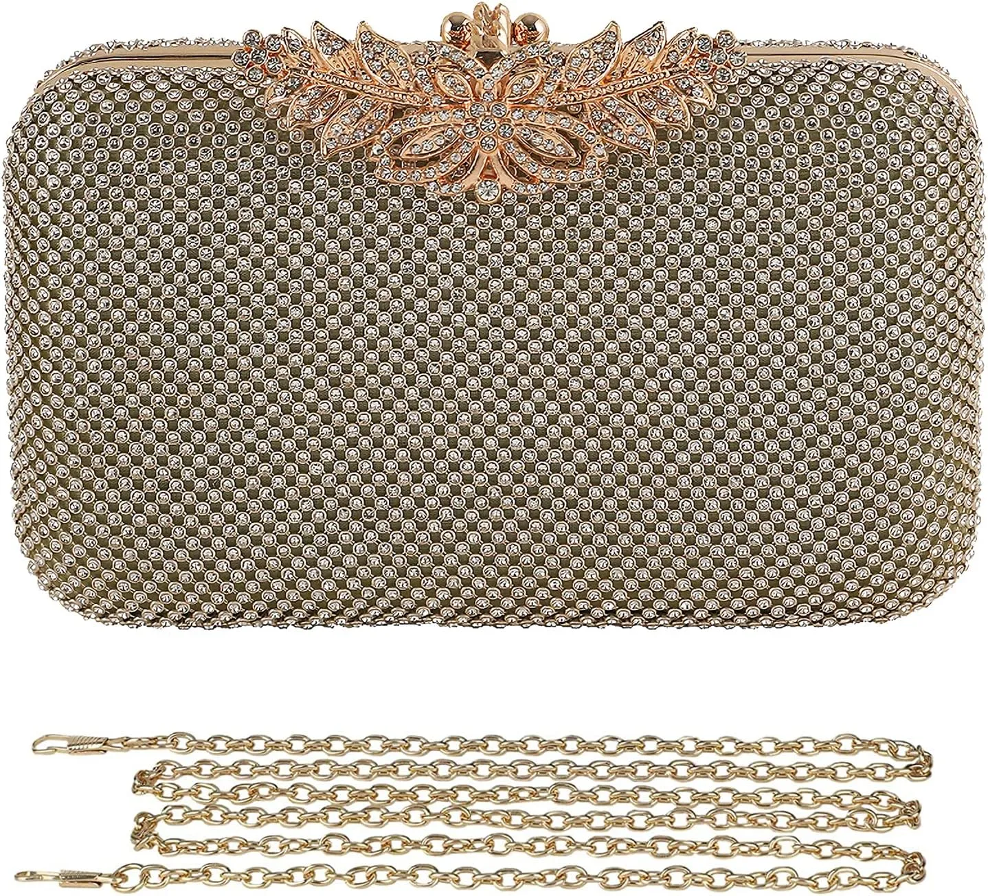 Womens Evening Bag Rhinestone Crystal Clutch Sparkly Glitter Handbag Bridal Wedding Purse